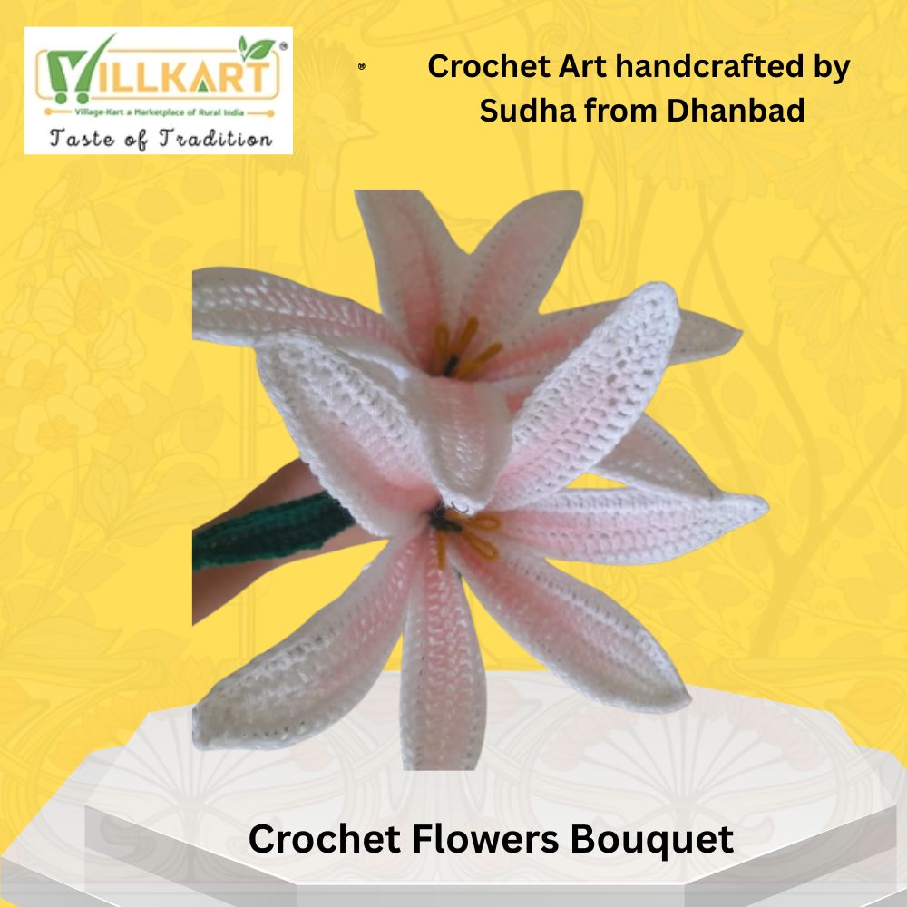 Crochet Flowers Bouquet (5 Flower), Knitted Flower Lovely Color Crochet Flowers Bouquet Gift for Home Decor