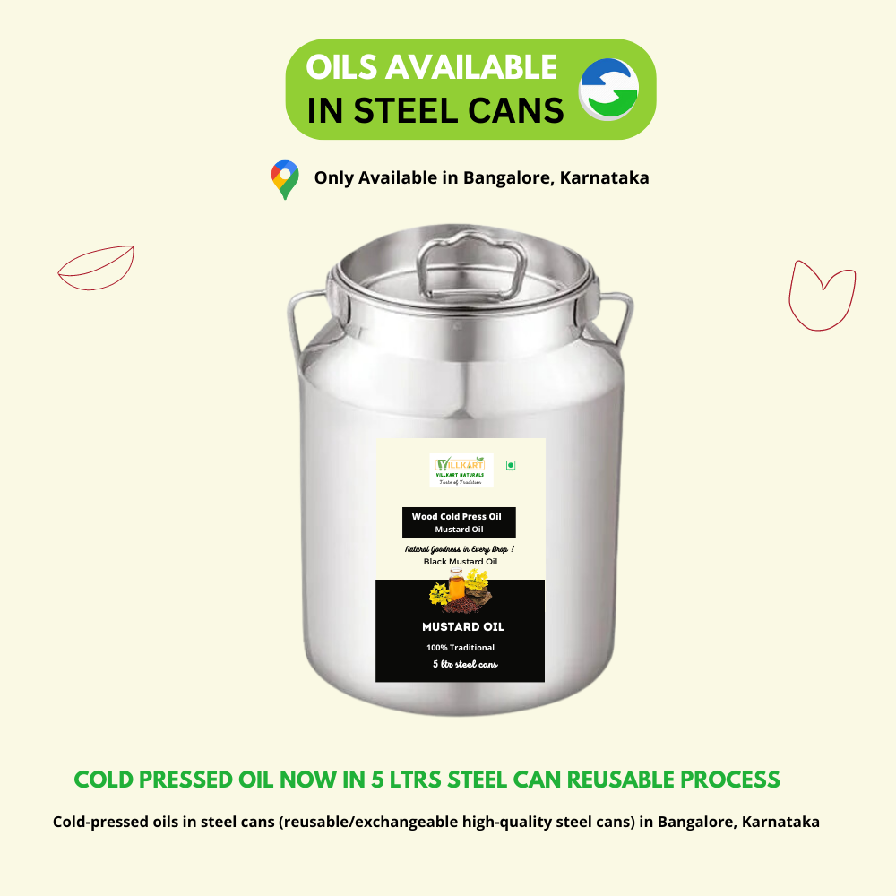 Cold Pressed Oil in reusable Steel - Yellow Mustard (1.3 liters, 2.8 liters, and 5 liters)