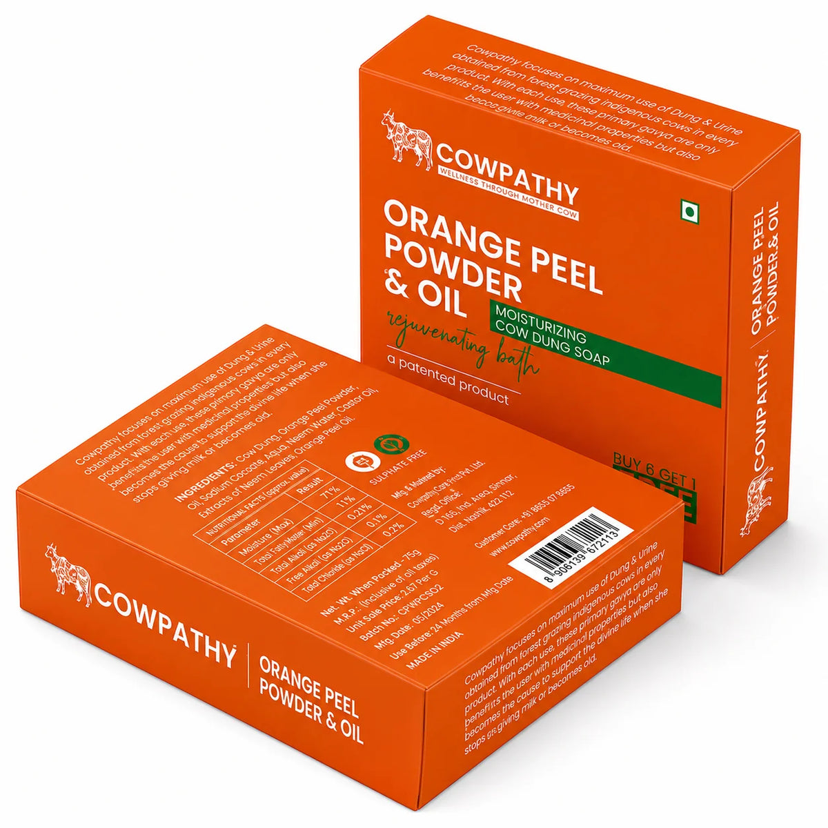 Cow dung Soap Orange peel - Orange oil