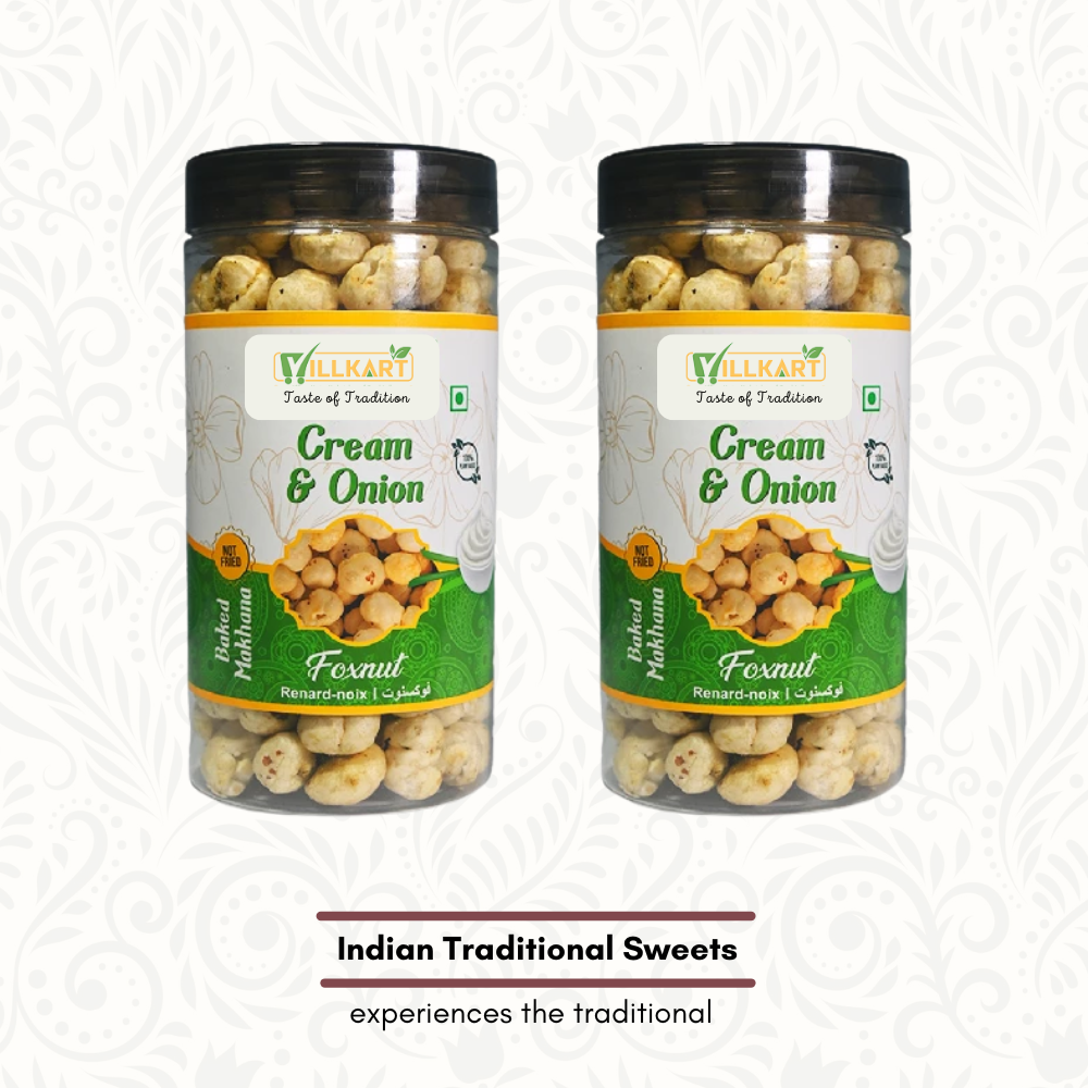 Cream Onion - VILLKART Roasted & Flavored Makhana/Lotus Seeds/Phool Makhana/Foxnut