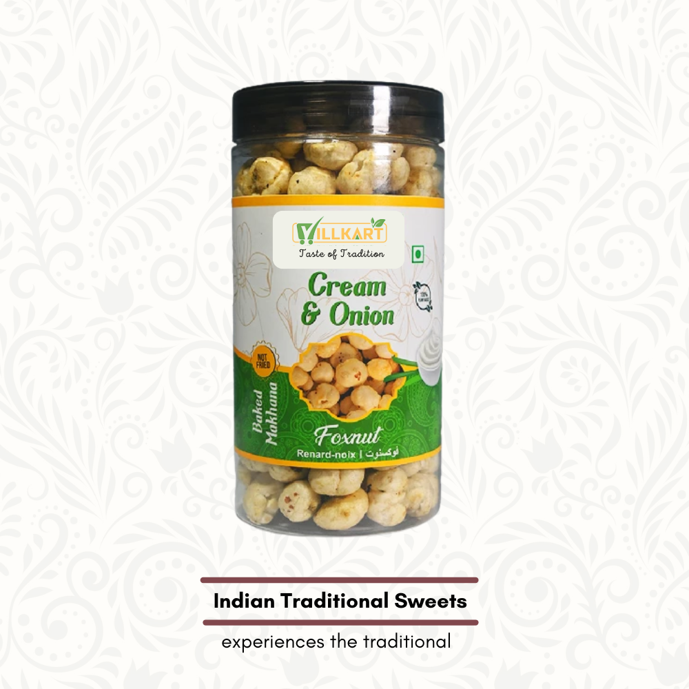 Cream Onion - VILLKART Roasted & Flavored Makhana/Lotus Seeds/Phool Makhana/Foxnut
