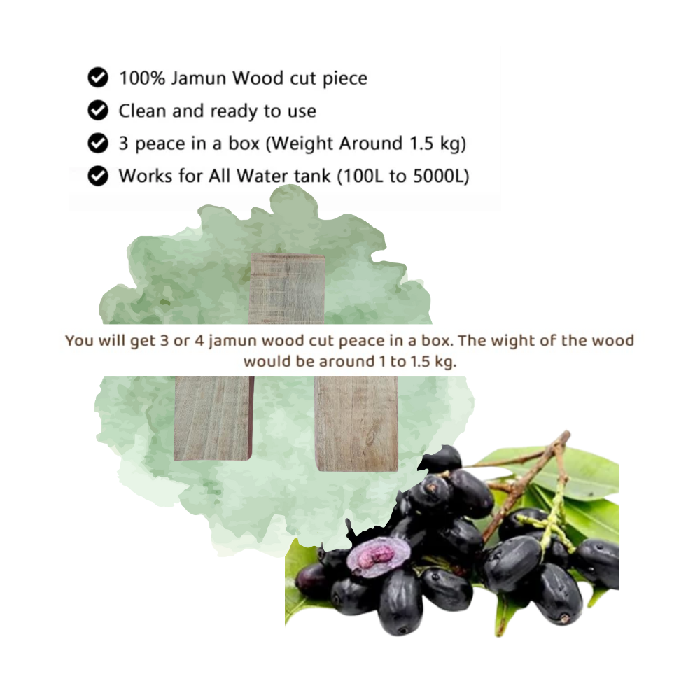 Jamun Wood Tank Purifier - Natural Water Cleaner for Diabetics, Algae & Germ Control