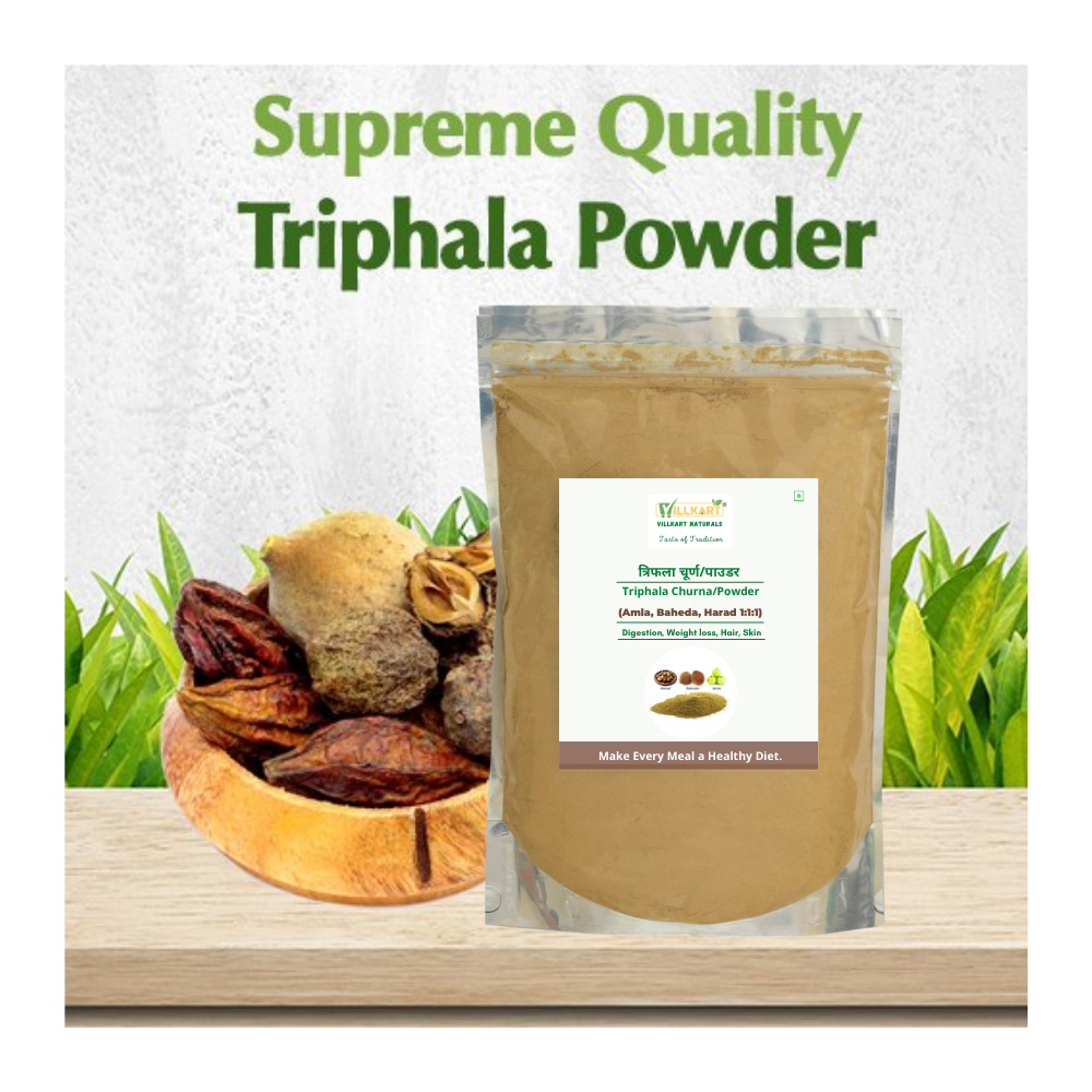 Triphala Churna Powder (Amla, Baheda, Harad 1:1:1) - Digestion, Weight loss, Hair, Skin