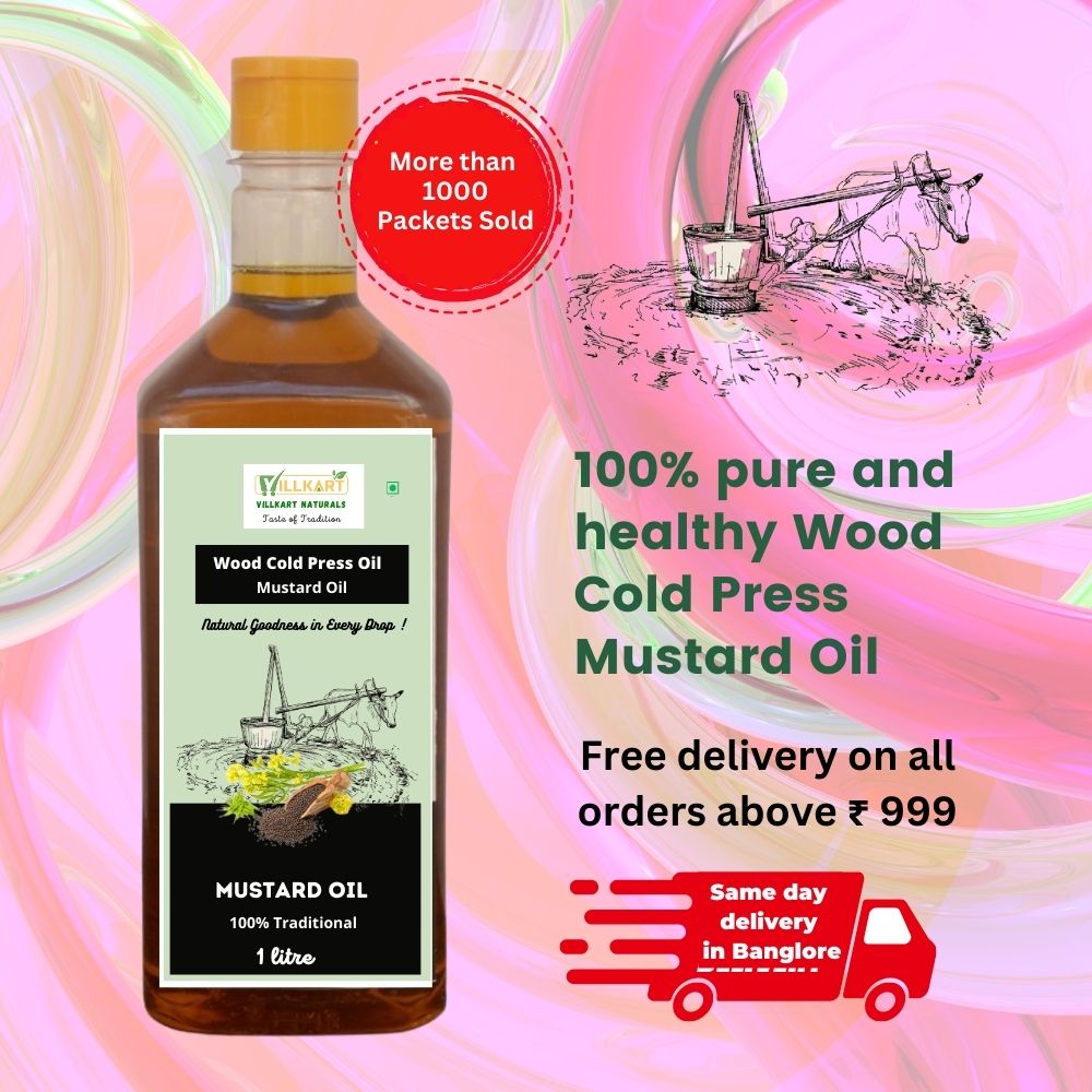 Wooden Cold-pressed black mustard Oil (1 Liter)