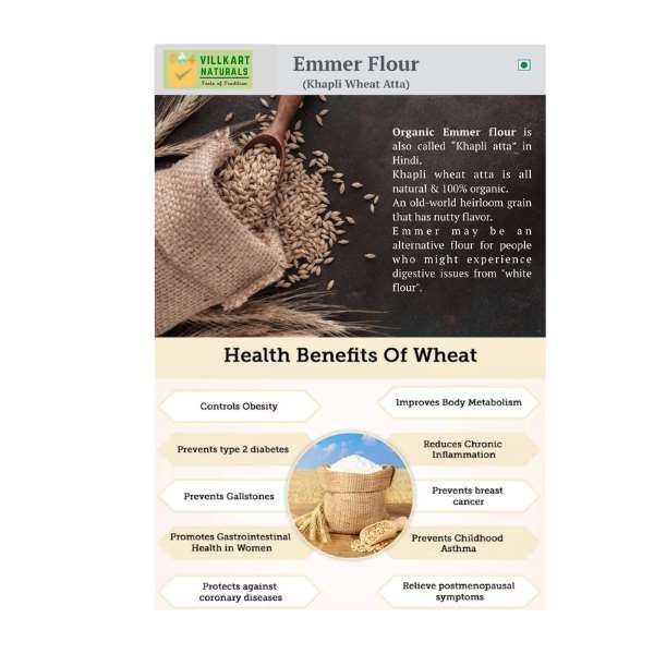 Emmer wheat flour ( Khapli genhu atta) Naturally grown